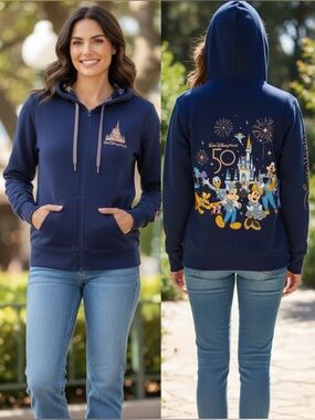 DISNEY Walt Disney World 50th Anniversary Zip Up Hoodie Size M